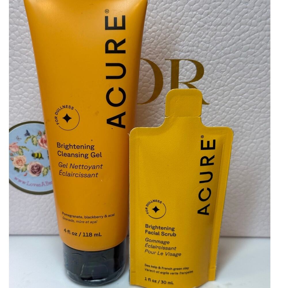Acure Bundle-Brightening Cleansing Gel (118mL) &Brightening Facial Scrub (30mL)